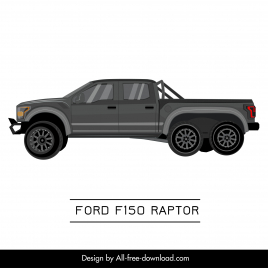 ford f150 raptor car model icon flat modern side view outline