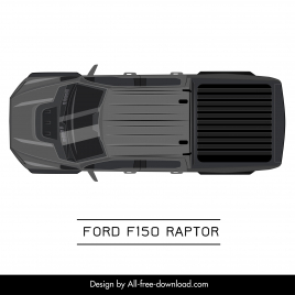 ford f150 raptor car model icon flat symmetric top view design