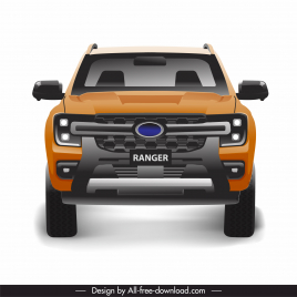 ford ranger 2021 car model icon front view sketch modern design
