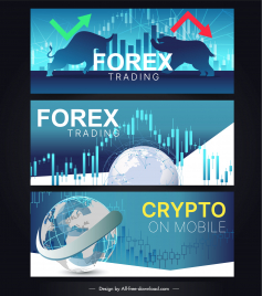 forex stock trading banner business elements decor