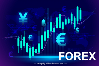 forex trading banner template dynamic currency elements bar chart sketch