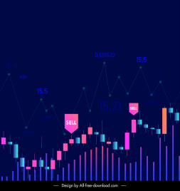 forex trading pattern dark flat charts elements decor