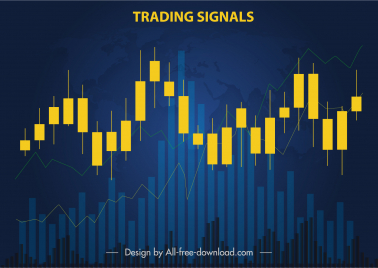 forex trading signal backdrop contrast dynamic fluctuating candlestick chart blurred globe decor