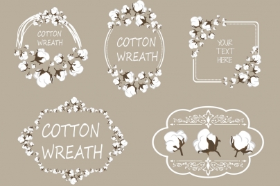 frame design elements cotton flowers decoration