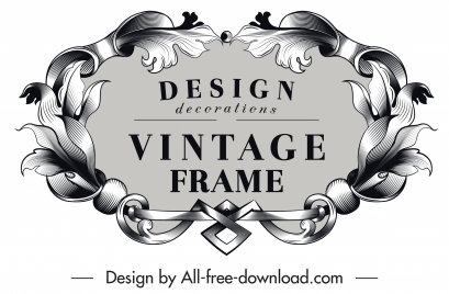 frame template vintage symmetrical design floral ornament