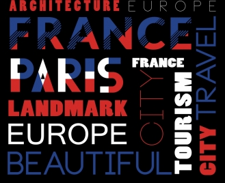 france advertising banner capital lettering decoration flat design