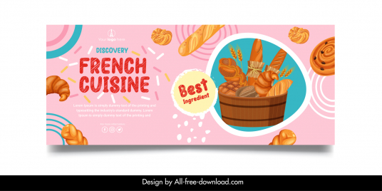 french cuisine advertising banner template baguettes sketch