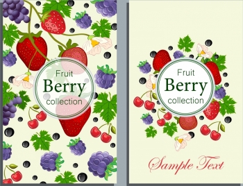 fresh fruit background strawberry grape cherry icons