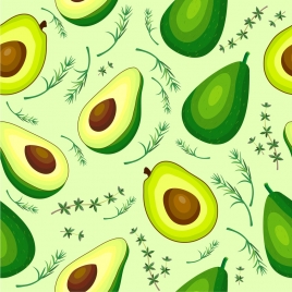 fresh fruits background avocado icons repeating design