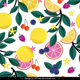 fresh fruits painting colorful flat sketch