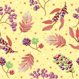 fresh fruits pattern multicolored decoration berry leaf icons