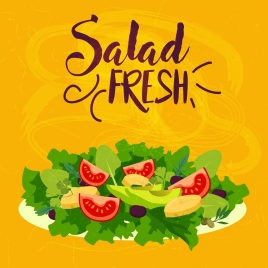 fresh salad advertising dish vegetable icons classical design