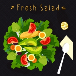 fresh salad advertising vegetable dish icon decor