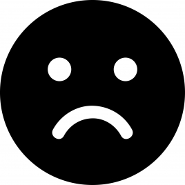 frown emoticon flat black white contrast circle face outline