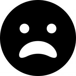 frown open emotion icon flat black white contrast sketch