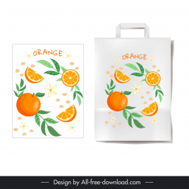 fruit bag design elements orange leaves flowers decor