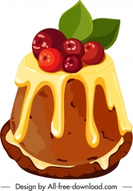 fruit cream cake icon colorful classic 3d sketch