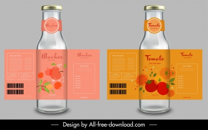 fruit juice label templates tomato peach sketch