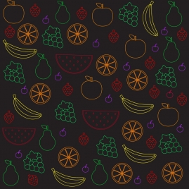 fruits background colorful silhouette style repeating design
