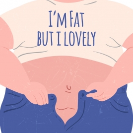funny diet banner fat human icon colored cartoon