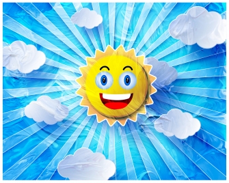 funny sun vector design with blue background