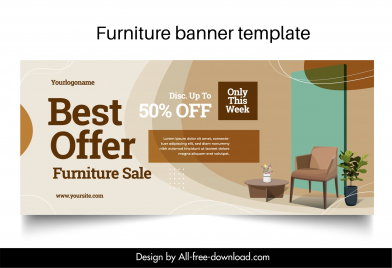 furniture advertising banner template elegant decor