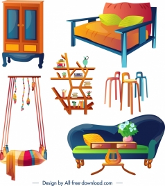 furniture design elements colorful 3d design