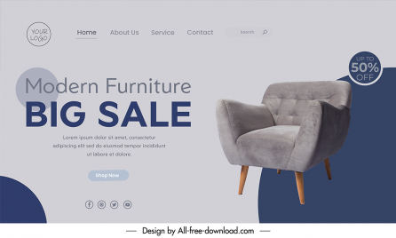 furniture sale landing page template elegant chair sketch