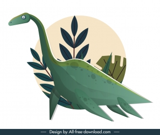 futabasaurus dinosaur icon cute cartoon sketch classical design