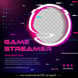 game streaming social post template dynamic contrast checkered circle