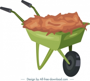 gardening background wheelbarrow icon colorful 3d design