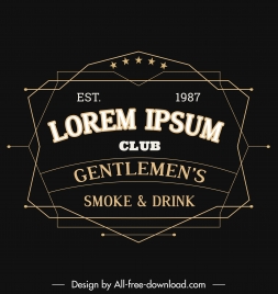 gentleman club logo template dark black classic symmetry