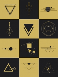 geometry design elements flat dark symbols isolation