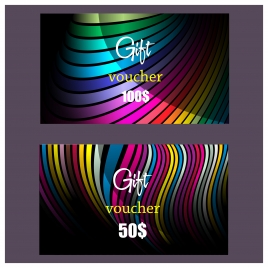 gift voucher template with colorful abstract swirl pattern