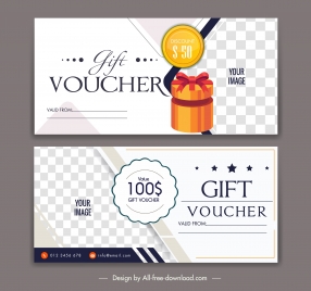 gift voucher templates elegant checkered present box decor
