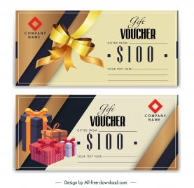 gift voucher templates luxury 3d ribbon present box