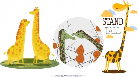 giraffe background sets funny cartoon characters
