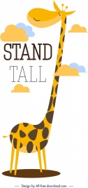 giraffe banner cute cartoon design