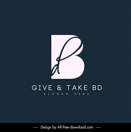 give take bd logo template elegant dynamic handdrawn texts contrast design