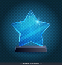 glass trophy award template shiny luxury star shape 3d