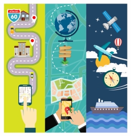 global location application vector illustration in various styles