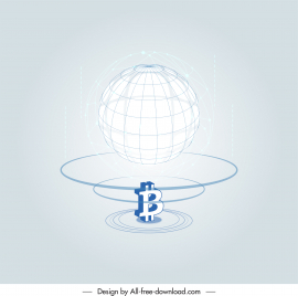 globe bitcoin currency backdrop 3d dynamic sketch