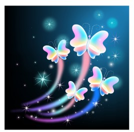 Glowing butterflies with sparkle stars