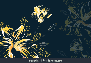 gold lily background template contrast handdrawn classic