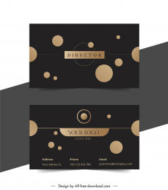 gold shop business card template flat geometric circles