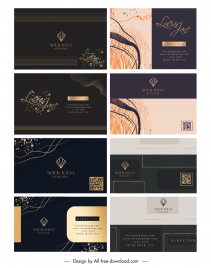 gold shop business card templates collection elegant contrast design