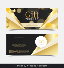 gold voucher template elegant modern 3d contrast