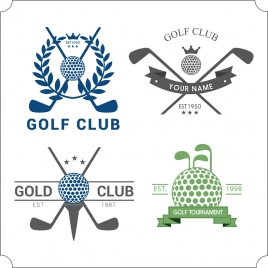 golf club logotypes isolation ball sticks icons decoration