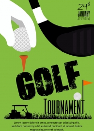 golf tournament banner green design hand ball icons