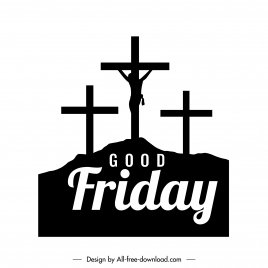 good friday christian religious sign template flat black white silhouette sketch